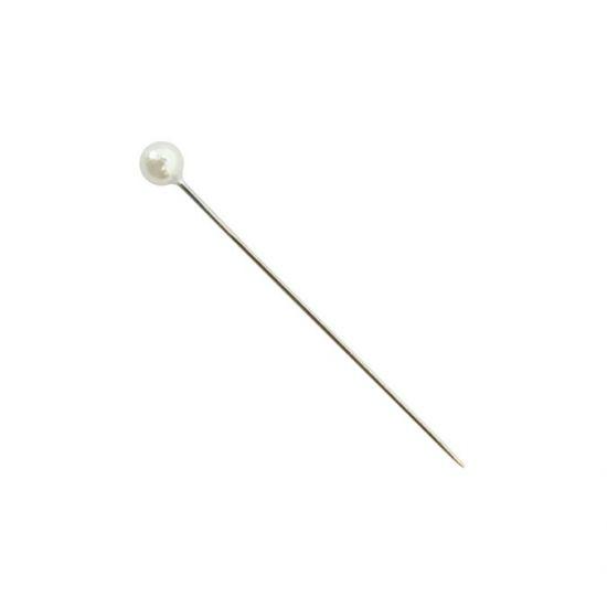 Round Pearl Corsage Pin 40mm Pk/144 - White