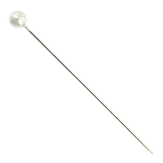 Round Pearl Corsage Pin 65mm Pk/144 - White