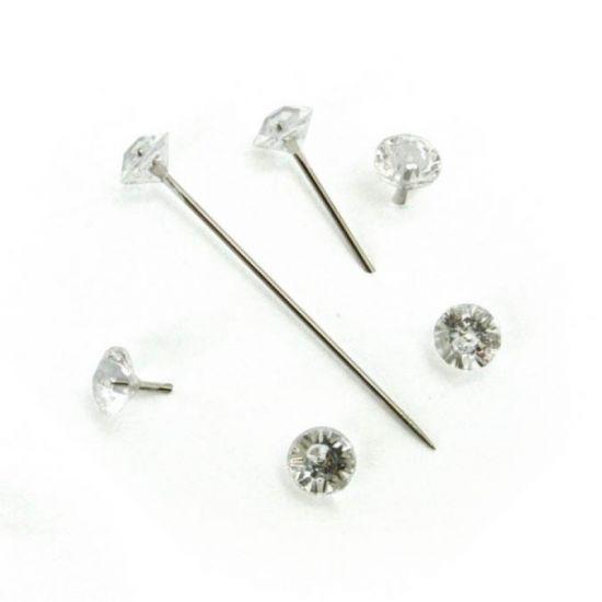 Diamante Pin 8 Diameter x 40mm Pack of 100 Clear
