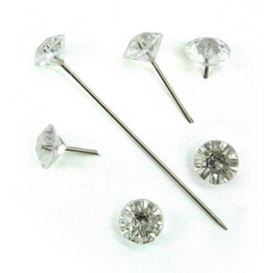 Diamante Pin 10 Diameter x 50mm Pack of 100 Clear
